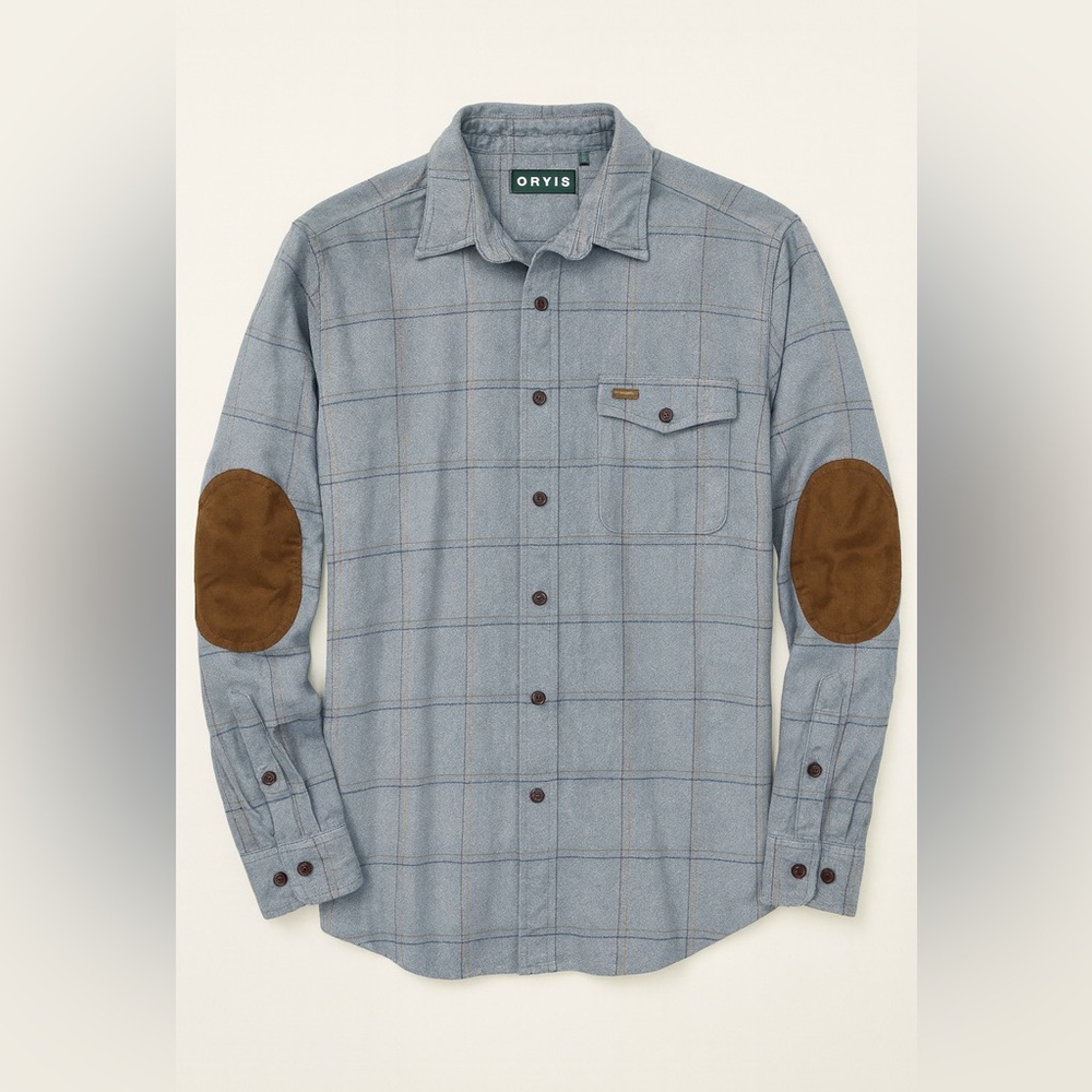 Orvis Light Blue Plaid Shirt Size XL
